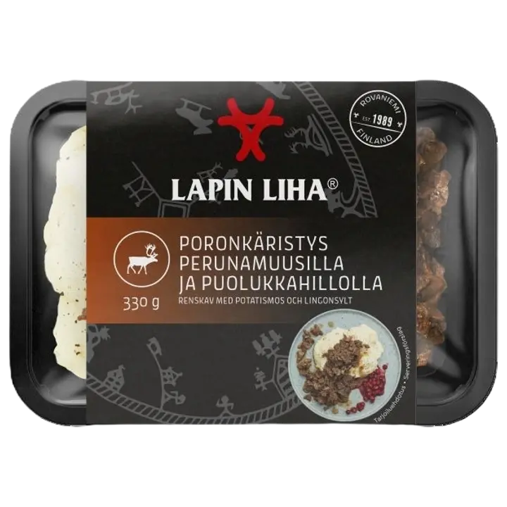 Lapin Liha valmiiksi kypsennetty poronkäristys perunamuusilla ja puolukkahillolla 330g
