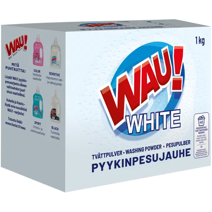 WAU! Pyykinpesujauhe White valkopyykille 1 kg 33 pesua