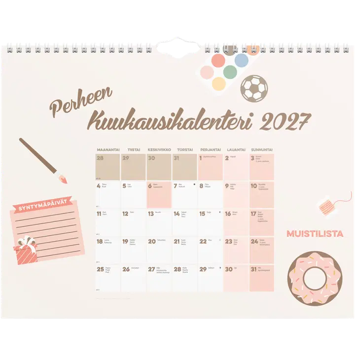 Burde Perheen kuukausikalenteri 2027