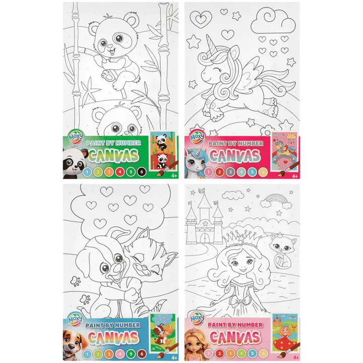 Maalaa Canvas numeroiden mukaan, 4 eril.lajit.