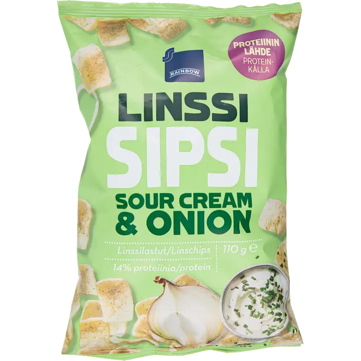 Rainbow 110g linssisipsi sour cream & onion