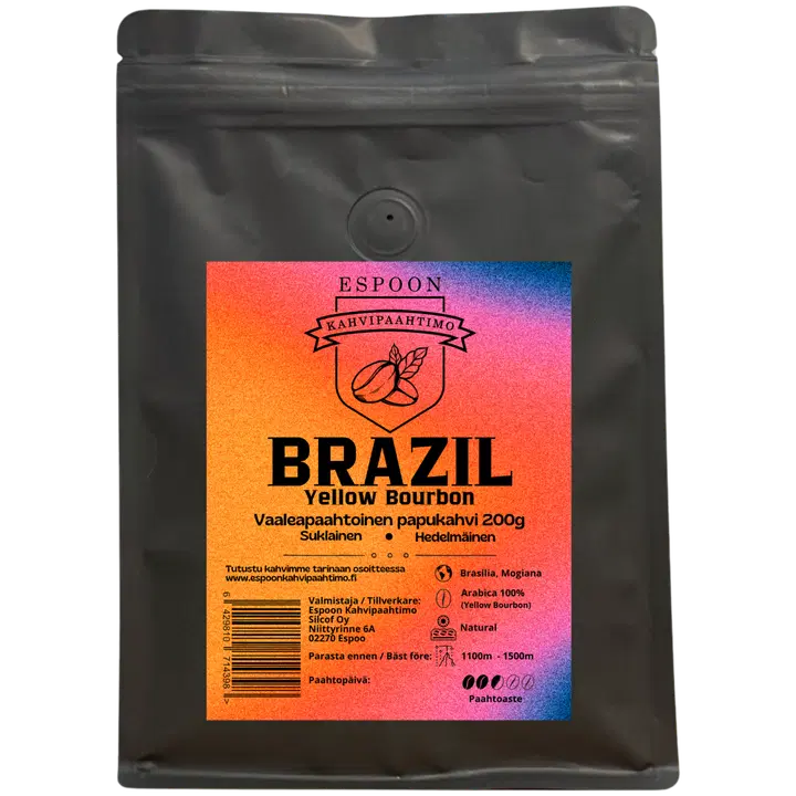 Espoon Kahvipaahtimo Brazil Yellow Bourbon vaaleapaahtoinen papukahvi 200 g