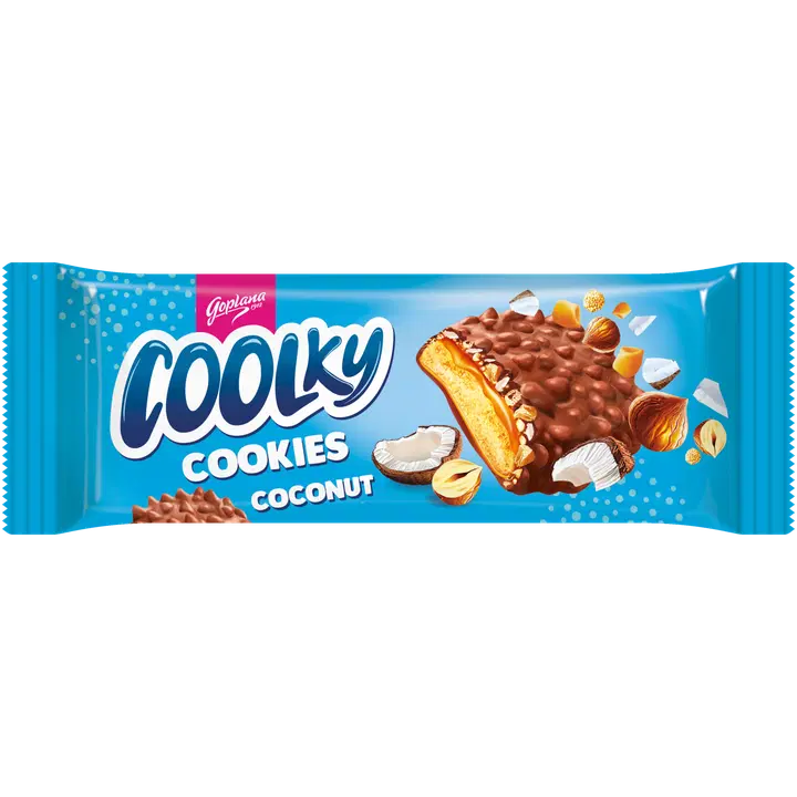 Goplana coolky cookies coconut küpsised kookose, karamelli ja piimashokolaadiga 140g
