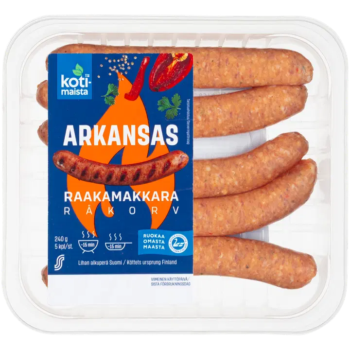 Kotimaista Arkansas raakamakkara 240g/5kpl