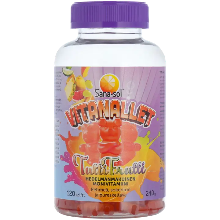 Sana-sol Vitanallet monivitamiini Tuttifrutti 120kpl/240g