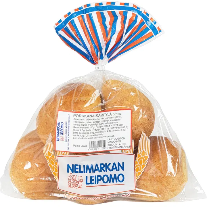 Porkkanasämpylä 5/pss 250g Nelimarkan Leipomo