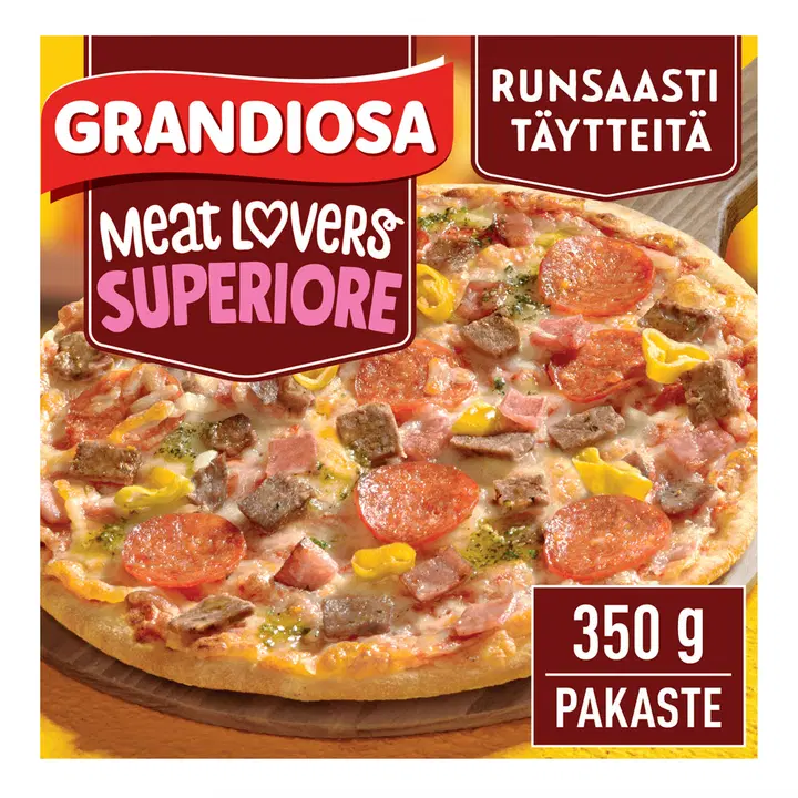 Grandiosa superiore for meat lovers stenugnsbakad fryst pizza 350g