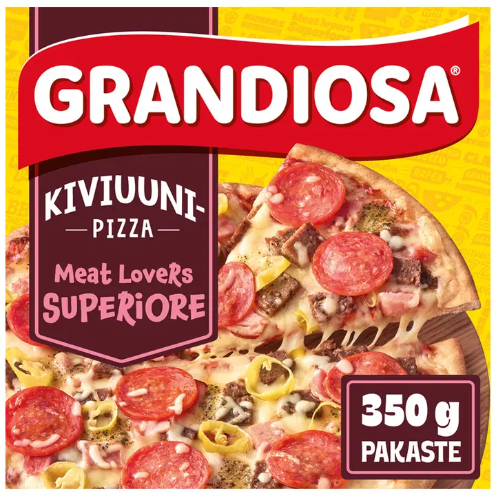 Grandiosa superiore for meat lovers kiviuuni pakastepizza 350g
