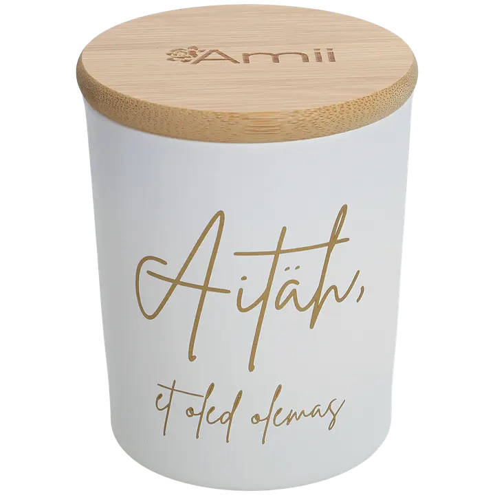 Amii sojavahast lõhnaküünal passion, sõnumiga Aitäh, et oled olemas