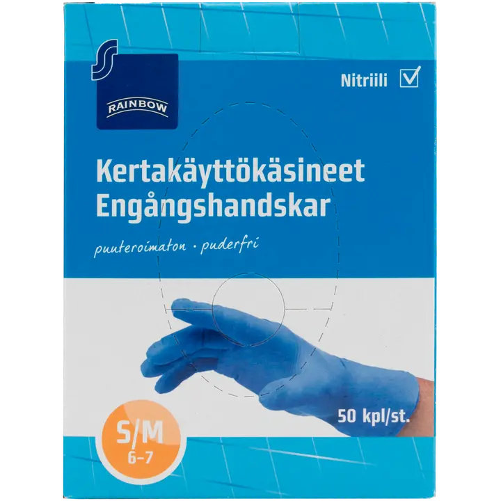 Rainbow ühekordsed nitriilkindad S/M 50tk