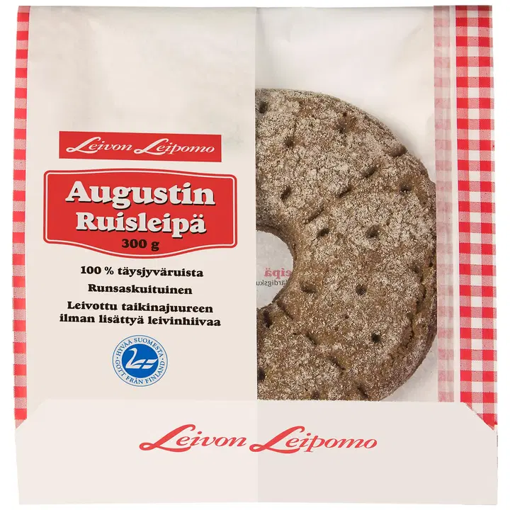 Leivon Leipomo Augustin Ruisleipä 300g ruisleipä halkaistu