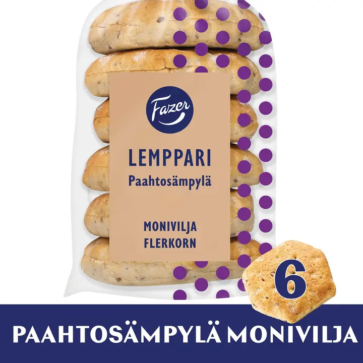 Fazer Lemppari Paahtosämpylä Monivilja 6kpl 330g