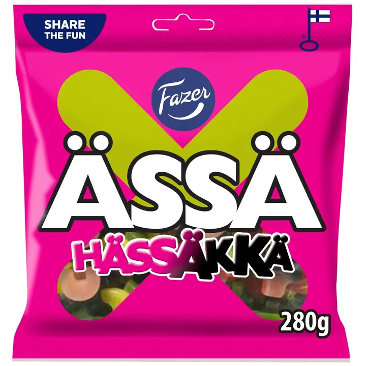 Fazer Ässä Hässäkkä hedelmä ja salmiakki karkkipussi 280g