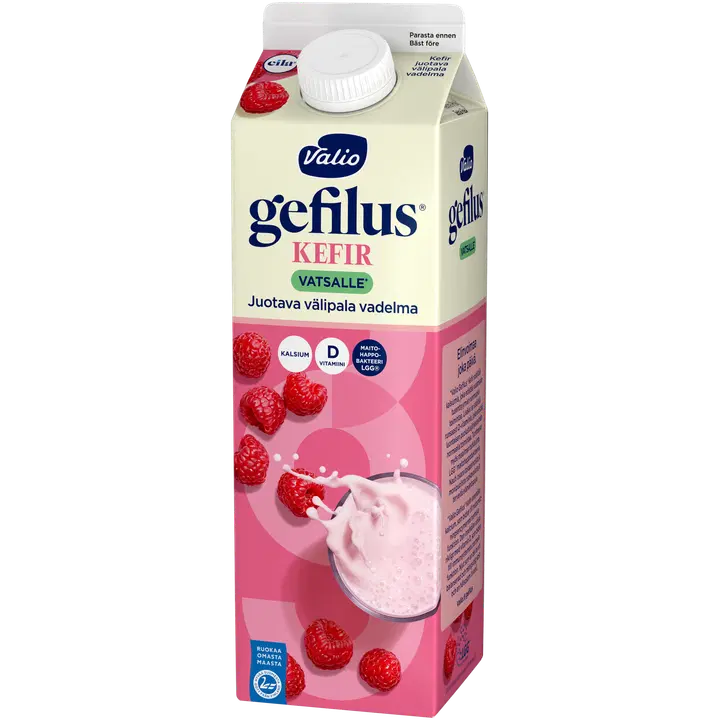 Valio Gefilus® Kefir juotava välipala vadelma laktoositon 1 kg