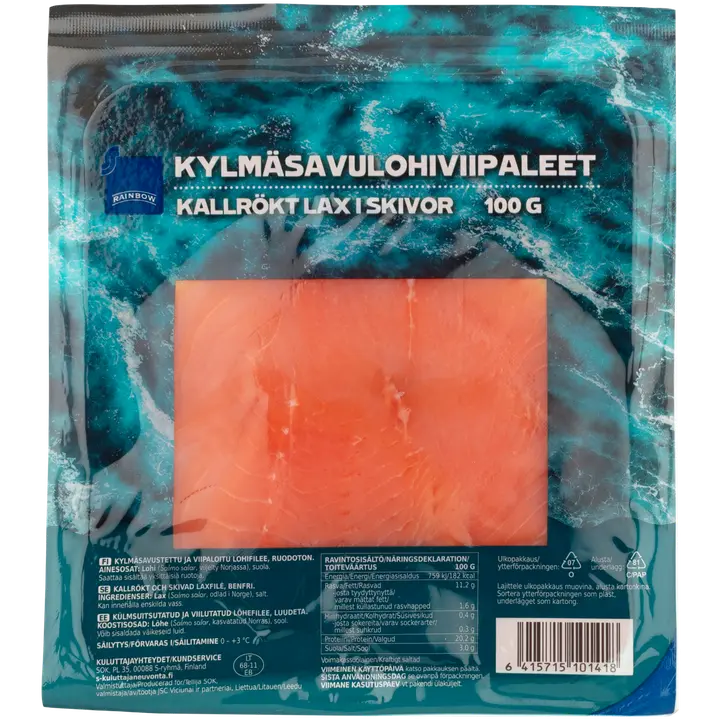 Rainbow kylmäsavulohiviipaleet 100g