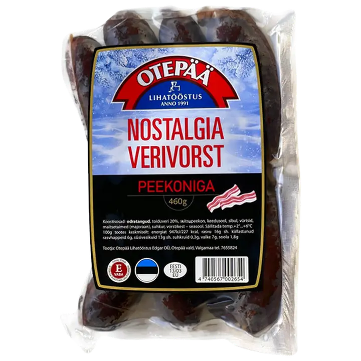 Otepää Lihatööstus Edgar Nostalgia Verivorst E-Vaba 460G