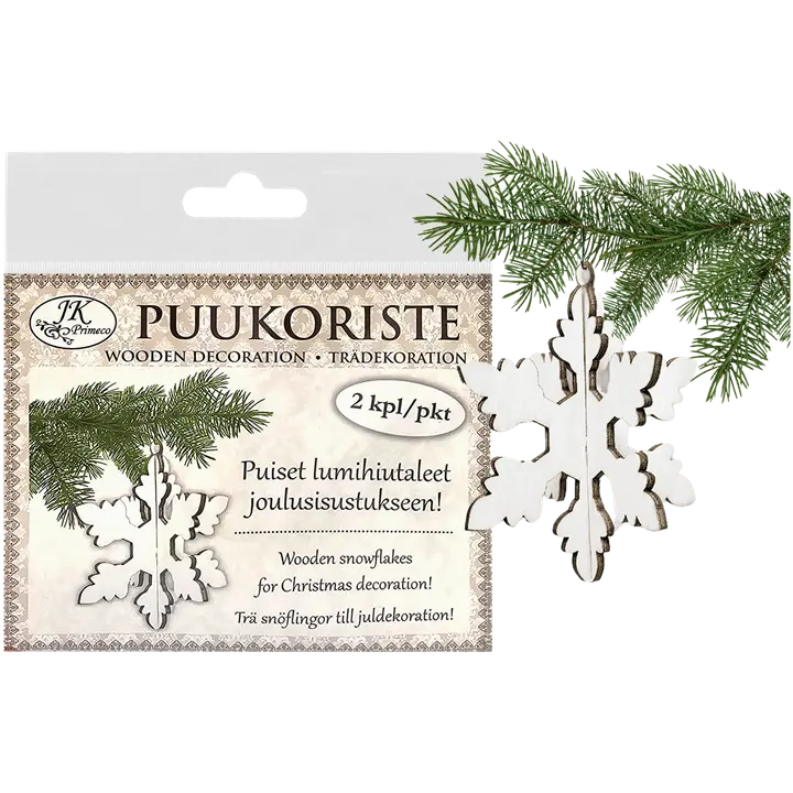 J.K. Primeco puukoriste Lumihiutale valkoinen 2kpl