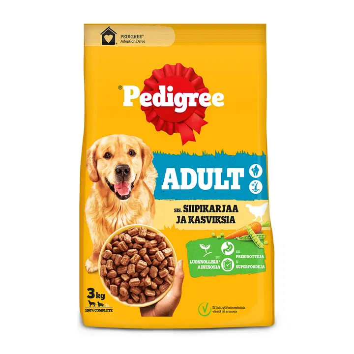 Pedigree Adult Siipikarjaa ja kasviksia koiran kuivaruoka 3kg