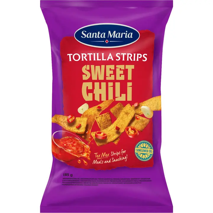 Santa Maria 185g Tortilla Strips Sweet Chili -maissitortillalastut