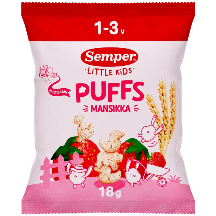 Semper Multigrain Puffs Strawberry luomunaksu 1-3v 18g