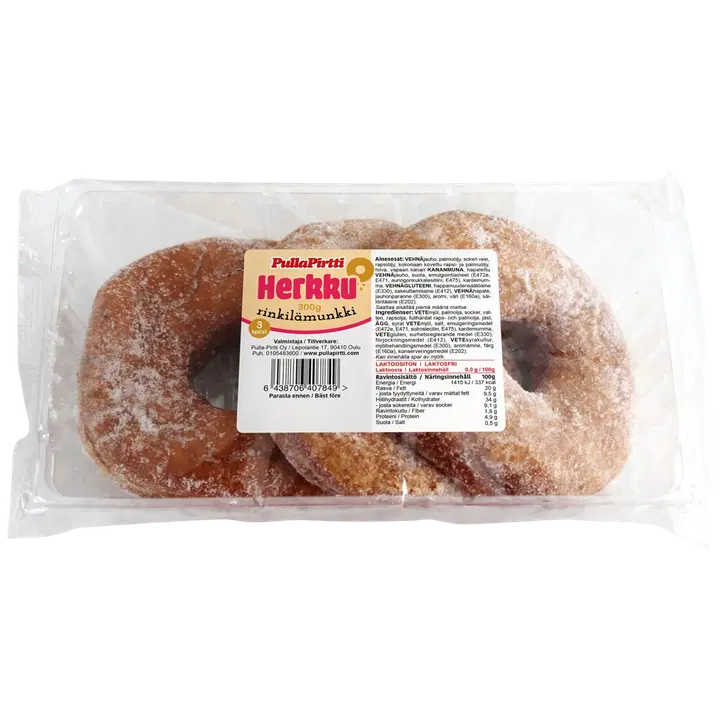 Pulla-Pirtti Herkku rinkilämunkki 3/300 g laktoositon munkki