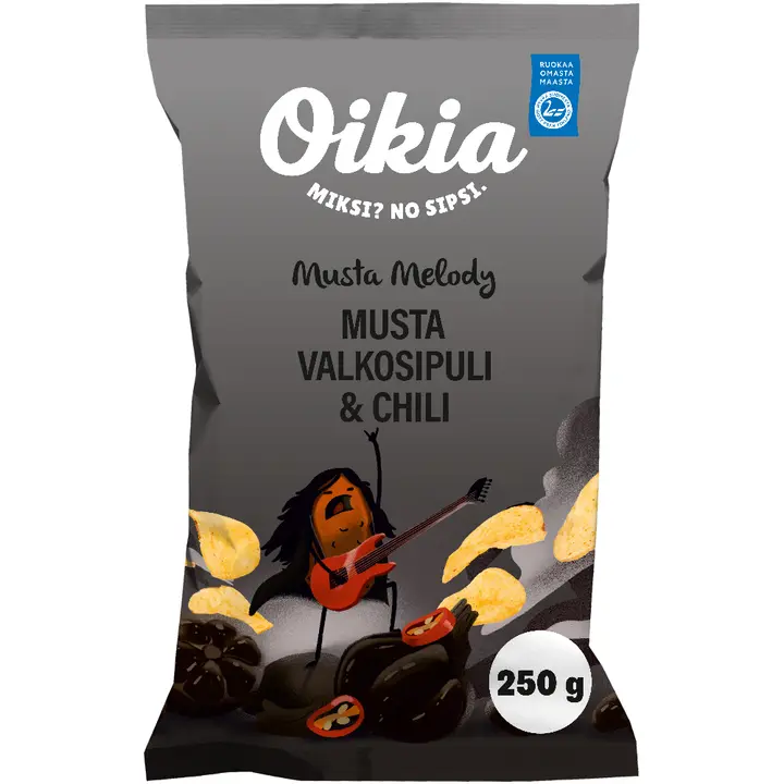 Oikia Musta Melody musta valkosipuli & chili perunasipsi 250g