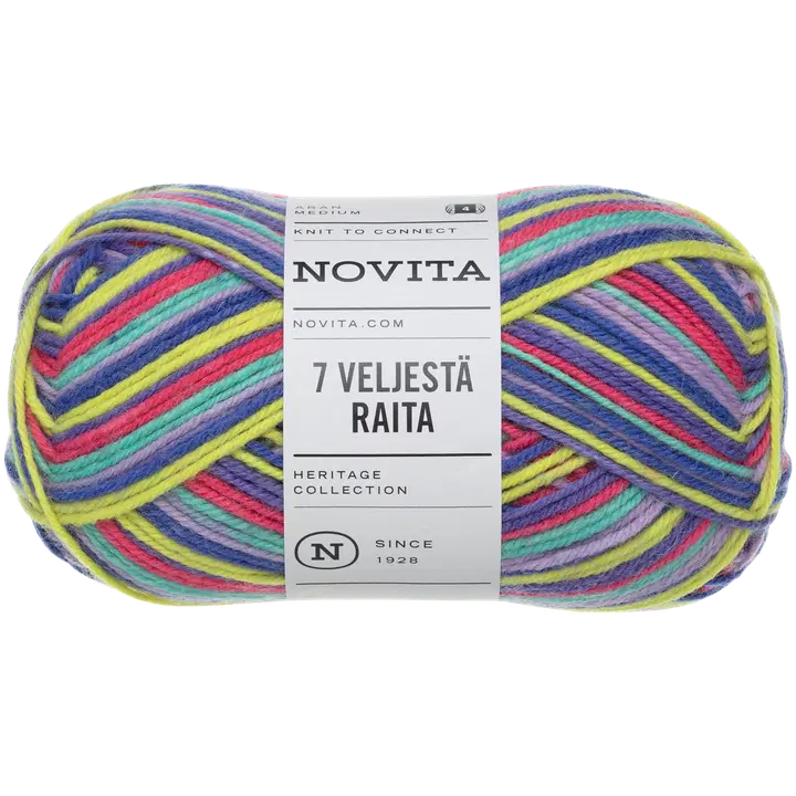 Novita Lanka 7 Veljestä Raita 100 g riemukaari 978