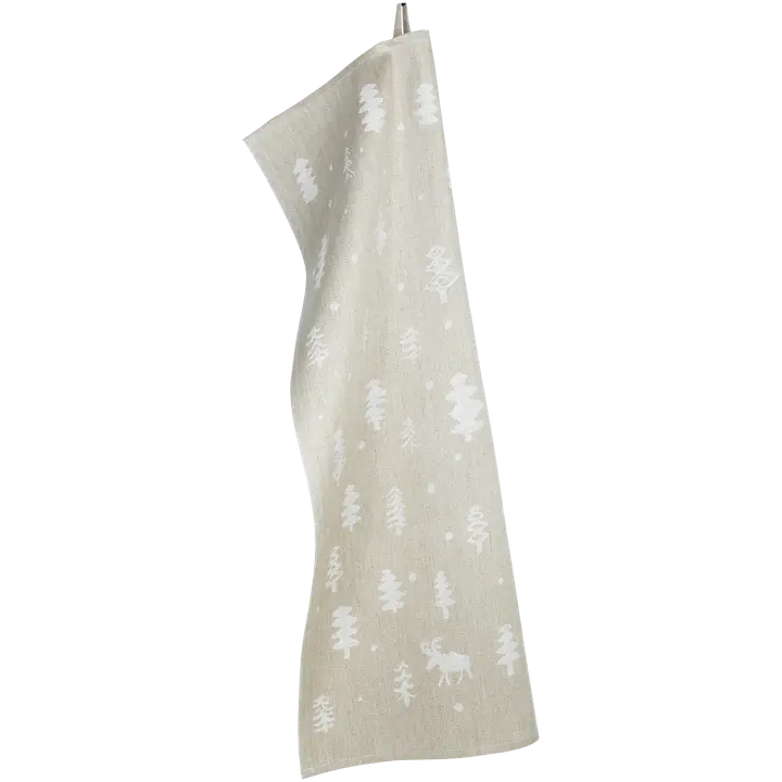 Lapuan kankurit keittiöpyyhe Poro pellavaa, valkoinen/pellava