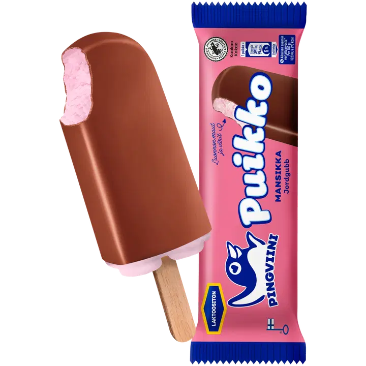 Pingviini Puikko Mansikka laktoositon kermajäätelöpuikko 32g/57ml