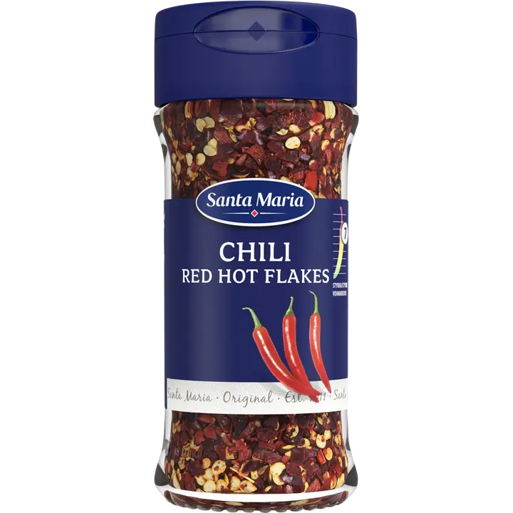 Santa Maria Red Hot Chili Flakes, tulinen rouhittu chiliseos, 28 g