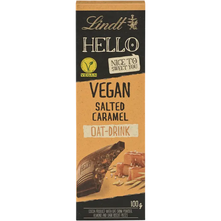 Lindt HELLO Vegan Salted Caramel kaakaotuote, vegaaninen suklaalevy 100g