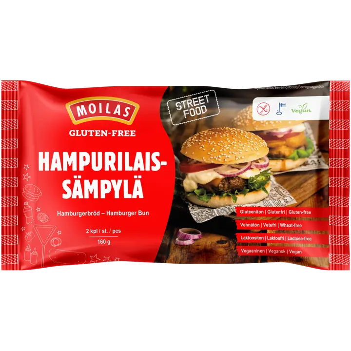 Moilas Gluten-Free 2kpl/160g gluteeniton Hampurilaissämpylä pakaste