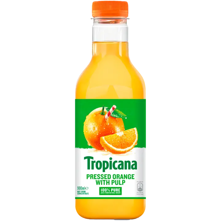 Tropicana pressed orange juice with pulp appelsiinitäysmehu hedelmälihalla 0,9l
