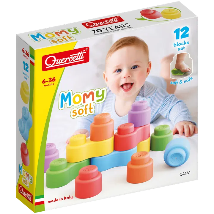Quercetti momy soft, pehmeä rakentelulelu, 12 osaa