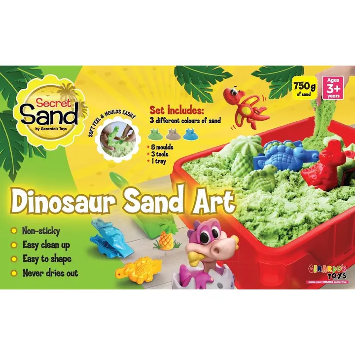 Secret Sand modelleerimisliiv Dinosauruse komplekt alusega 11 osa 750g Gerardo's Toys