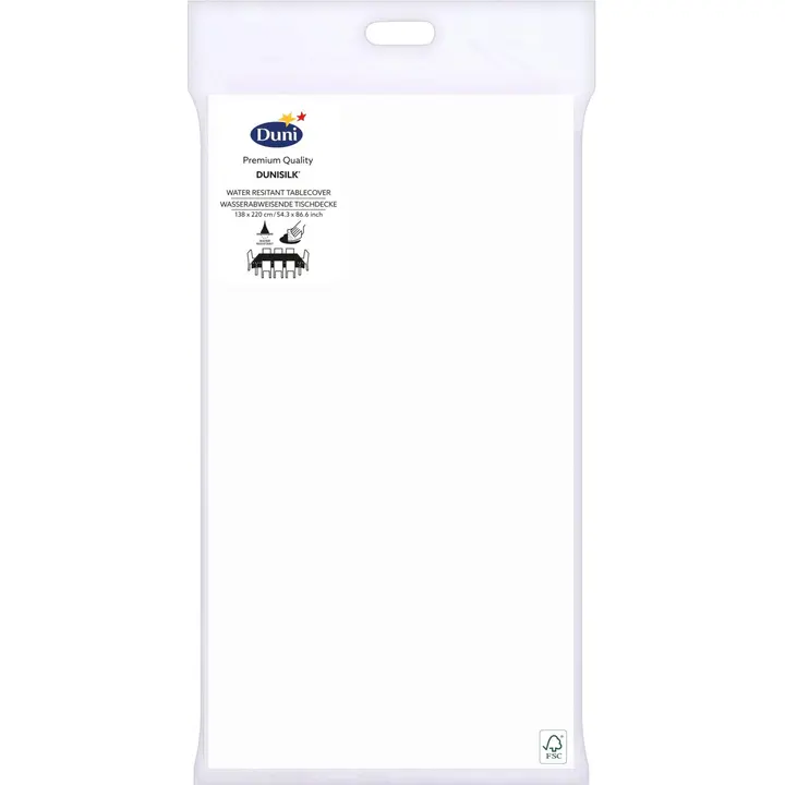 Duni Dunisilk+ 138x220cm valkoinen pöytäliina