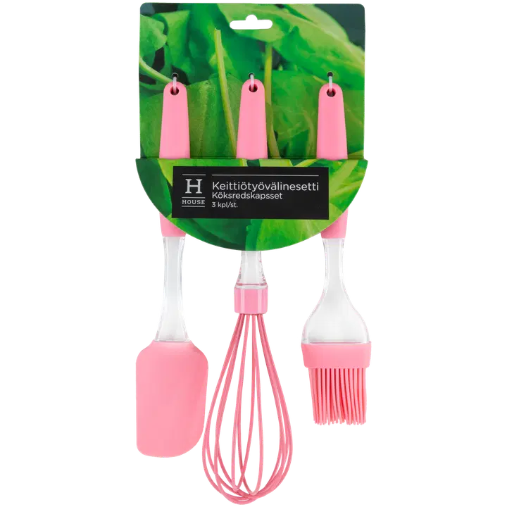 House keittiötyövälinesetti 3 kpl pinkki