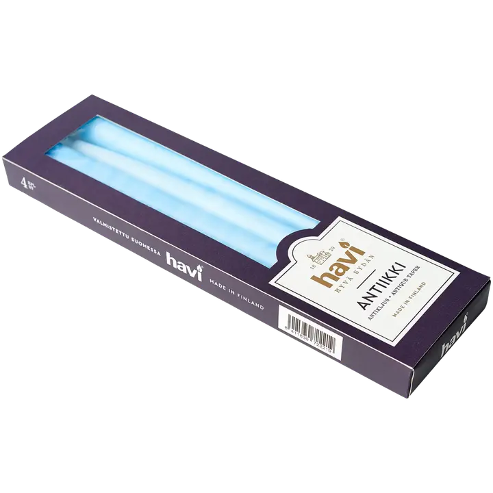 Havi antiikkikynttilä vaaleansininen 28cm 4kpl  8 h