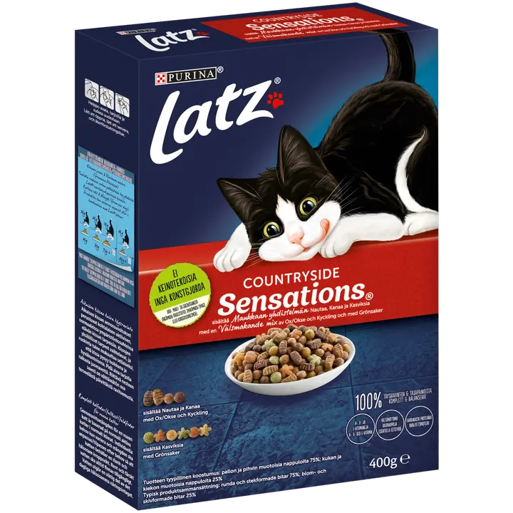 Latz 400g Countryside Sensations Nautaa, Kanaa ja makuna Kasviksia kissanruoka