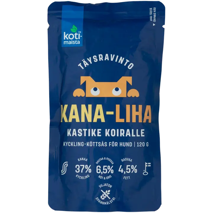 Kotimaista kana-lihakastike koiralle täysravinto 120 g