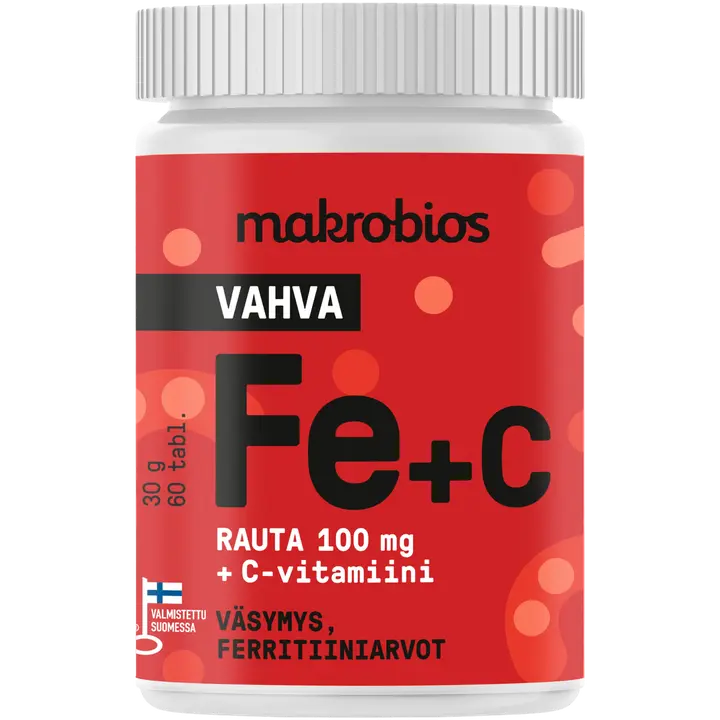 Makrobios Vahva Rauta 100mg+ C vitamiini 60 tablettia 30g