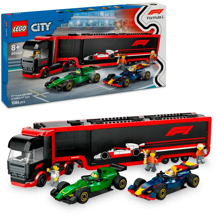 LEGO® City 60445 F1®-rekka ja F1®-autot RB20 ja AMR24, Autosetti
