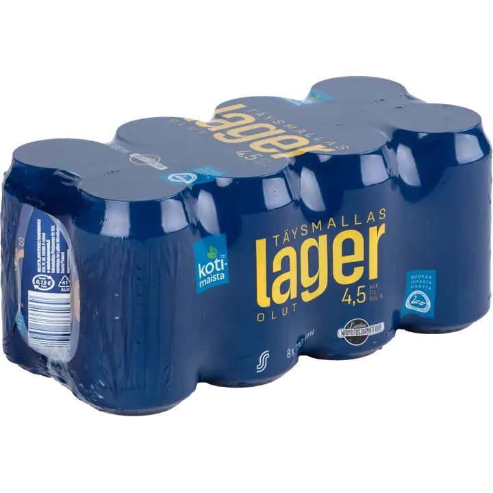 Kotimaista täysmallaslager 4,5% 8x0,33l tlk