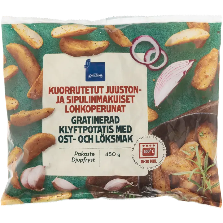 Rainbow kuorrutetut lohkoperunat juusto-sipuli 450 g pakaste