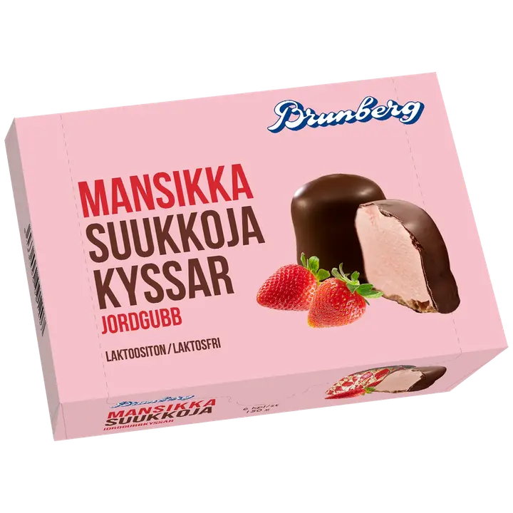 Brunberg Mansikkasuukko kuorrutettuja vaahtomakeisia 150g/6kpl