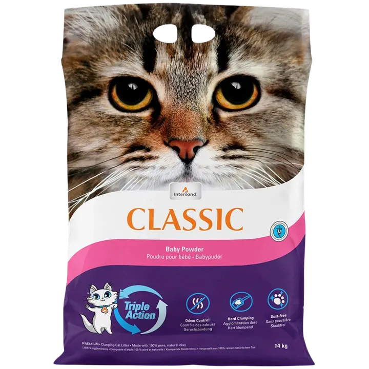 Extreme Classic paakkuuntuva kissanhiekka Baby Powder 14 kg