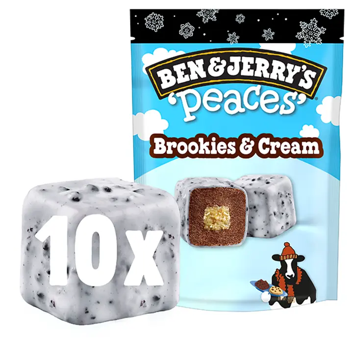 Ben & Jerry's Brookies & Cream Peaces Jäätelö Monipakkaus 160ml/150g 10kpl