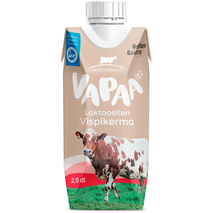 Vapaa vispikerma 2,5 dl laktoositon UHT