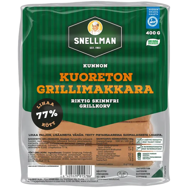 Kunnon kuoreton grillimakkara 400g