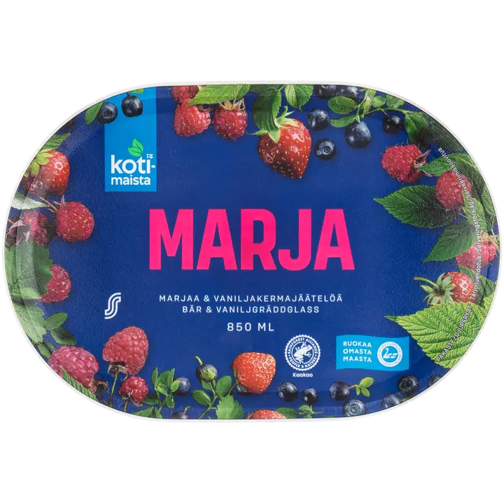 Kotimaista Vaniljejäätis marjakastme ja šokolaadi tükkidega 850 ml